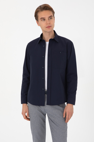 U.S. Polo Assn. Erkek Lacivert Uzun Kollu Gömlek 50308291-VR033