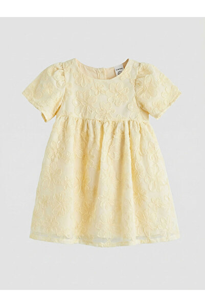 LC Waikiki Yellow Floral Embroidered Baby Girl Ruffle Dress