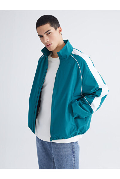 LC Waikiki Green Comfortable Fit Mock Neck Men's Coat