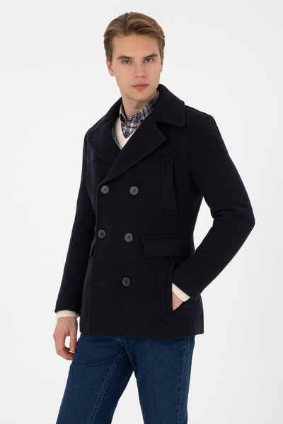 U.S. Polo Assn. Men's Navy Blue Cashmere Coat 50310351-Vr033