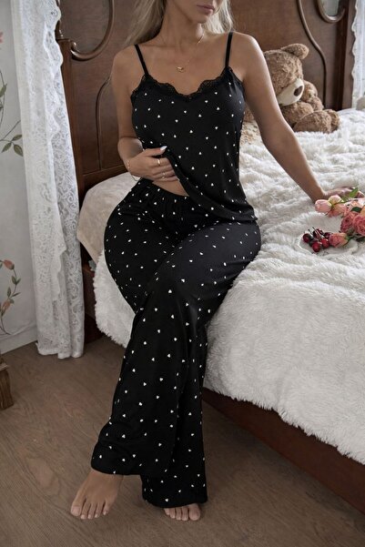 Jermo ΓΥΝΑΙΚΕΙΟ ΣΕΤ ΠΙΤΖΑΜΑΣ ΑΠΟ ΧΤΕΝΙΣΜΕΝΟ ΒΑΜΒΑΚΙ ΜΕ ΣΧΕΔΙΑ ΚΑΡΔΙΑΣ ΚΑΙ ΛΕΠ...