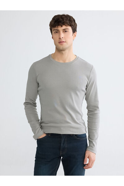 LC Waikiki Nevavm with Difference Oval Collar Long Sleeve Men's T-Shirt