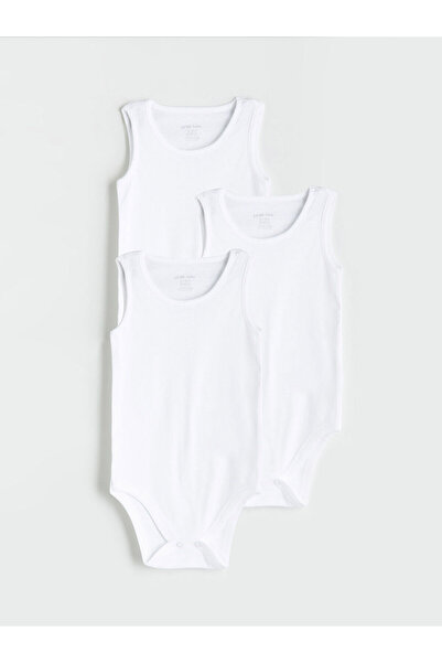 LC Waikiki Ecru Basic Baby Girl Snap Fastener Bodysuit 3-Pack