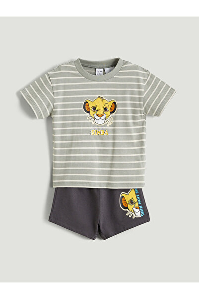 LC Waikiki تي شيرت وشورت للأولاد الصغار من Green Lion King مطبوع