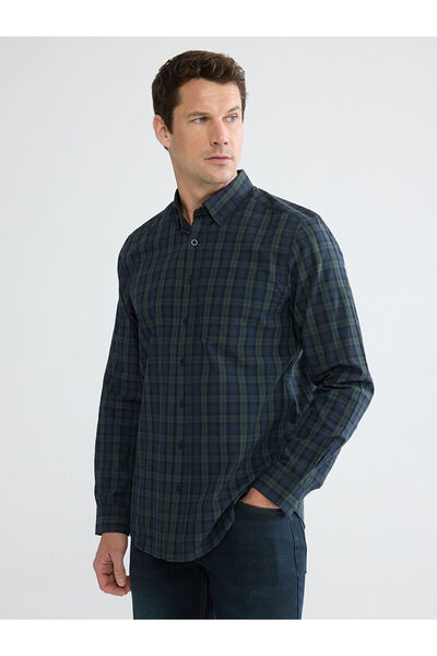 LC Waikiki Green Regular Fit Plaid Men's Shirt