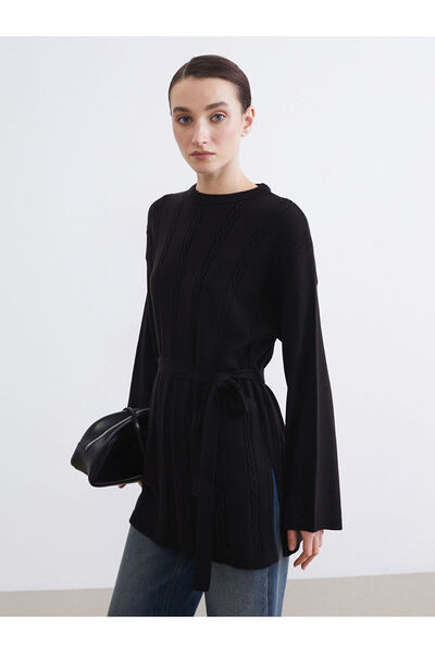 LC Waikiki Black Self-Patterned Women's Knitwear Tunic