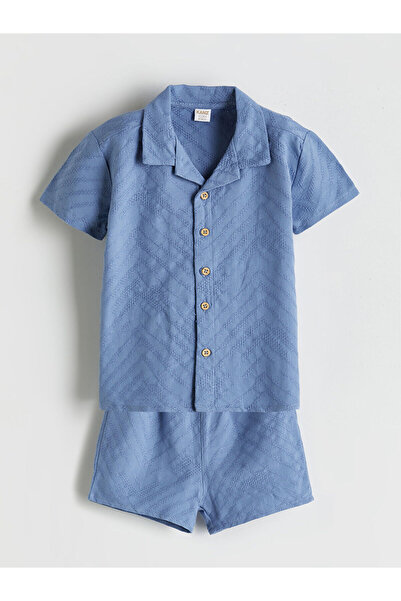 LC Waikiki مجموعة إلسيفا من القمصان والشورتات القطنية الزرقاء للأطفال الأولاد...