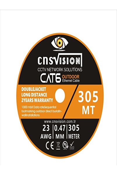 cnsvision Cat6 305 Metre Dış Ortam 0,47mm Çift Ceketli Çift Katman Outdoor Ca...
