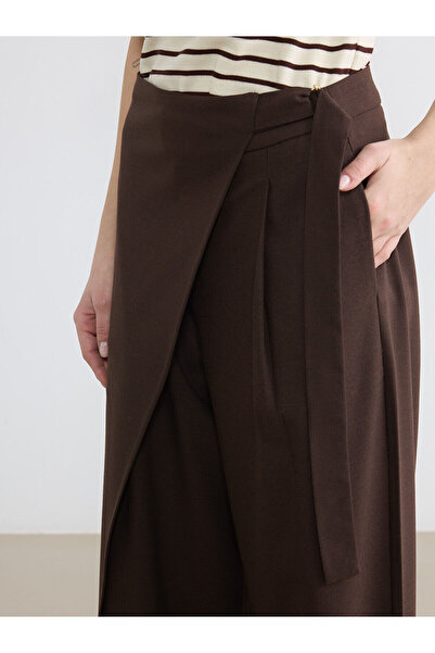 LC Waikiki Brown Belted Wide Leg Women's Trousers