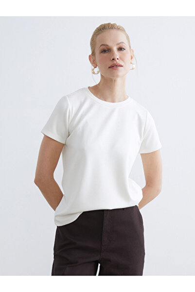 LC Waikiki Ecru Crew Neck Soft Touch Women's T-Shirt