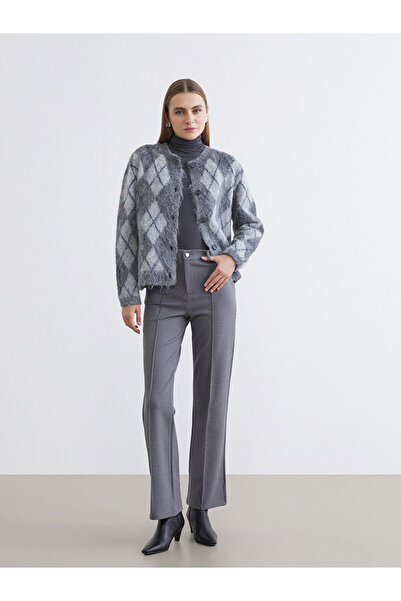 LC Waikiki بنطال نسائي عالي الخصر واسع الأرجل من أنثراسايت