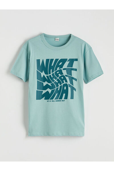 LC Waikiki Tricou pentru băiat cu imprimeu verde Crew Neck