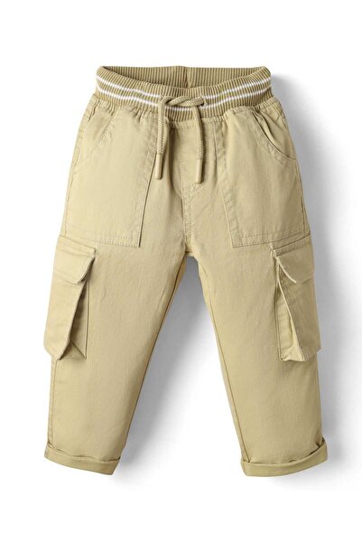 Babyhug Twill Woven Full Length Trouser With Stretch & Pockets - Beige