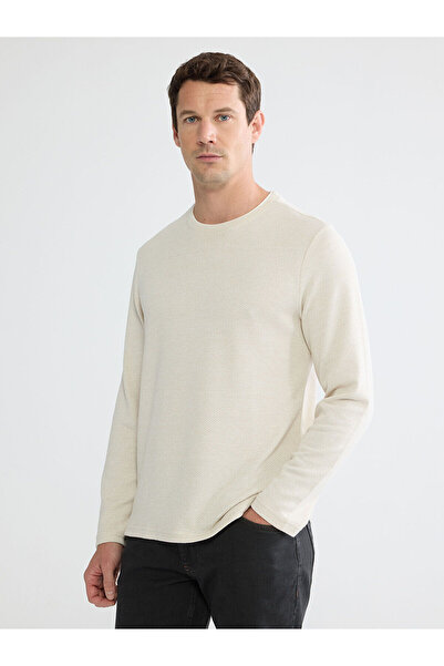 LC Waikiki Nevavm Regular Fit Oval Collar Men's Sweatshirt with a Difference
