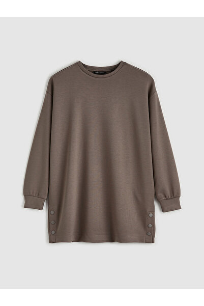 LC Waikiki Brown soft touch Oversized women's sweatshirt tunic