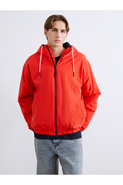 LC Waikiki Orange Standard Mold Hooded Men's Coat