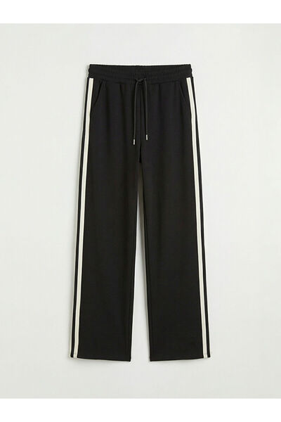 LC Waikiki Black Soft Touch Women's Sweatpants with Elastic Waistband