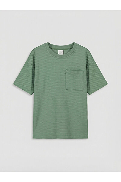 LC Waikiki Tricou verde pentru băiat cu guler rotund