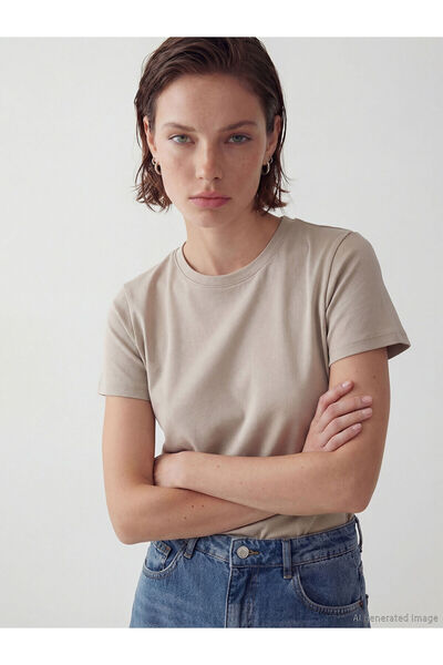 LC Waikiki   Beige Crew Neck Women's T-Shirt