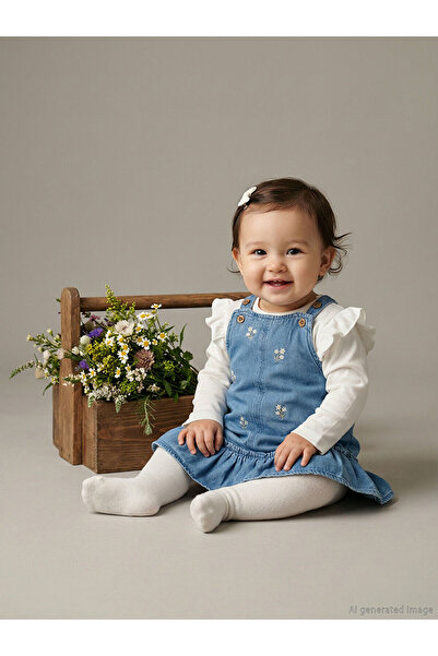 LC Waikiki Blue Baby Girl Jean Dress and Blouse 2 Pcs