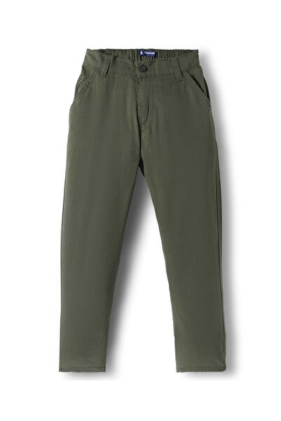 Pine kids Cotton Elastane Solid Trouser - Olive Green