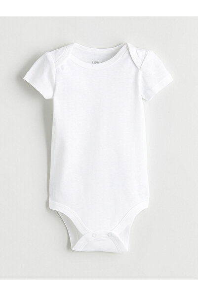 LC Waikiki Ecru Basic Unisex Baby Snap Bodysuit