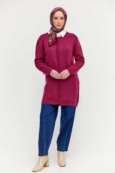 Setrms Yuvarlak Yakalı Düğmeli Triko Hırka