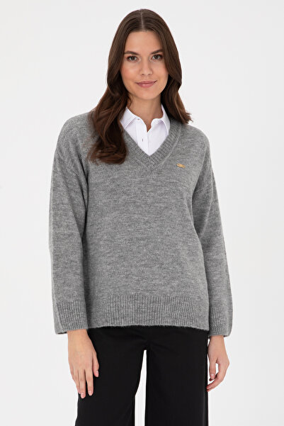 U.S. Polo Assn. Women's Gray Melange Sweater 50314833-Vr086