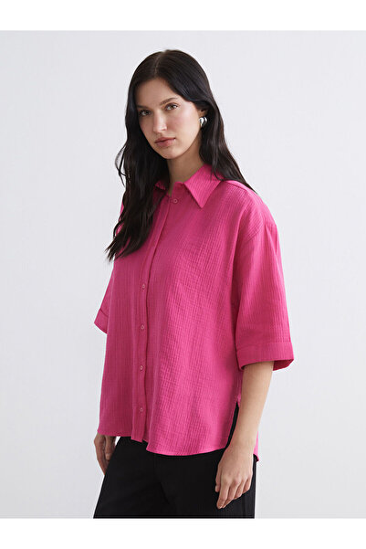 LC Waikiki Peak New Season Textured Oversize Muslin Women's Shirt