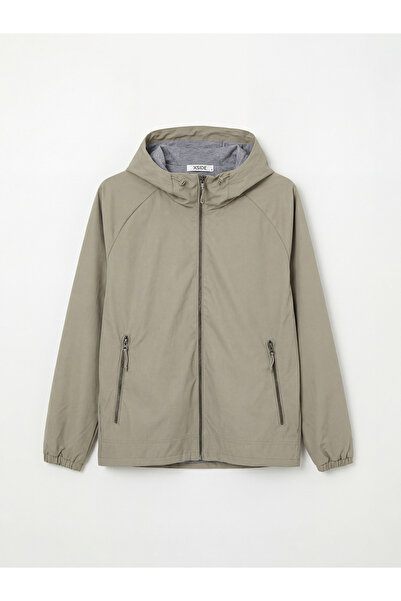 LC Waikiki Khaki Standard Fit Hooded Men's Raincoat