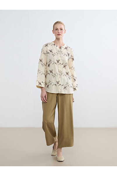 LC Waikiki Peak New Season Women's Textured Pleated Trousers with Elastic Waist