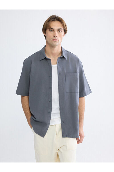 LC Waikiki Peak New Season Loose Fit Linen Look Men's Shirt