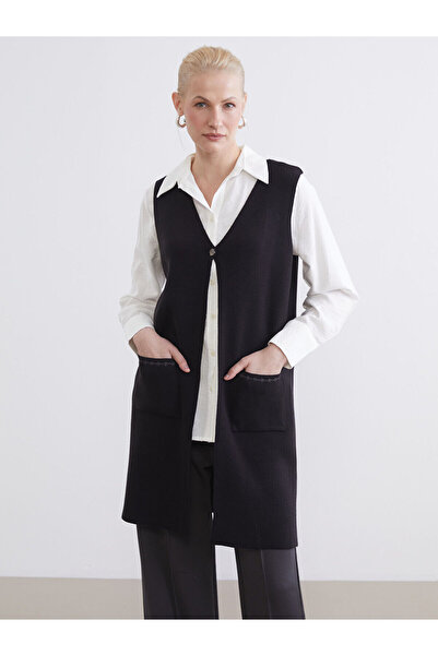 LC Waikiki Özmarka New Season V-Neck Embroidered Women's Knitwear Vest