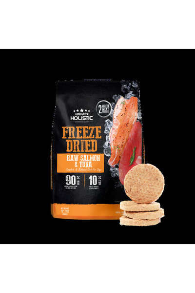Absolute Holistic طعام جاف للكلاب بنكهة سمك السلمون والتونة النيئة المجففة با...