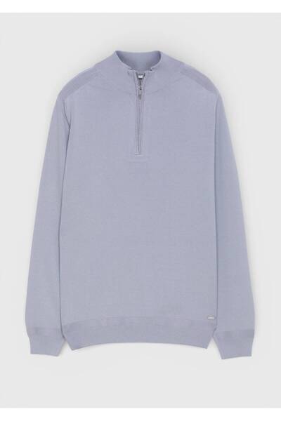 Ramsey سترة تريكو محبوكة بنصف ياقة على شكل حرف O باللون الرمادي