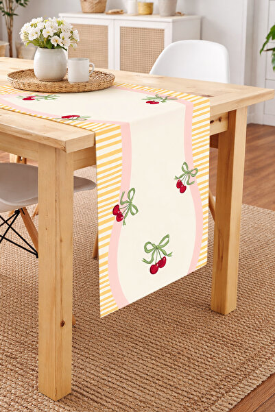 RİTMOHOME Bohem, Marin, Deniz, Çizgili, Desenli, Kirazlı, Renkli, 40x140 Runner