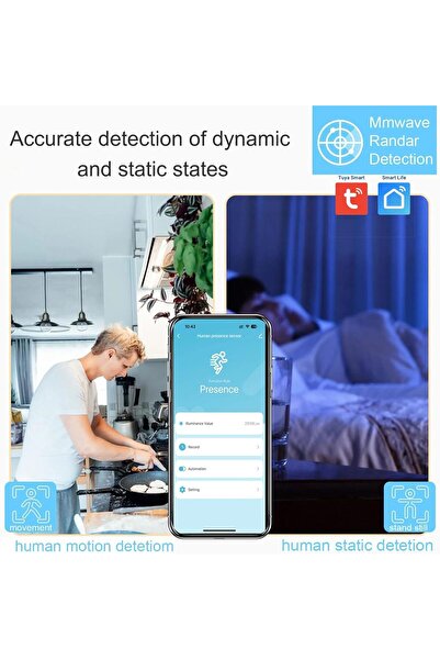 UanTii Tuya Smart Human Presence Sensor Wifi Radar Detector With Luminance Se...