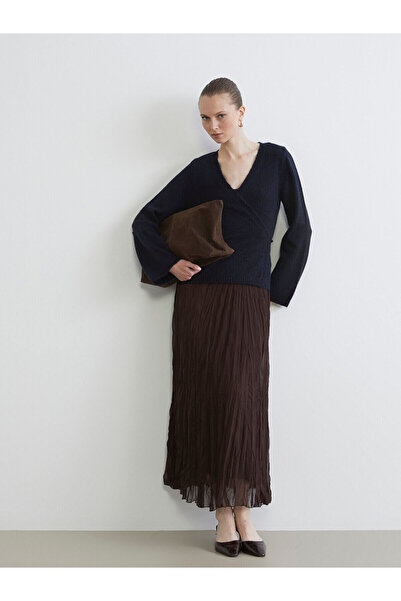 LC Waikiki Brown Elastic Waist Chiffon Skirt