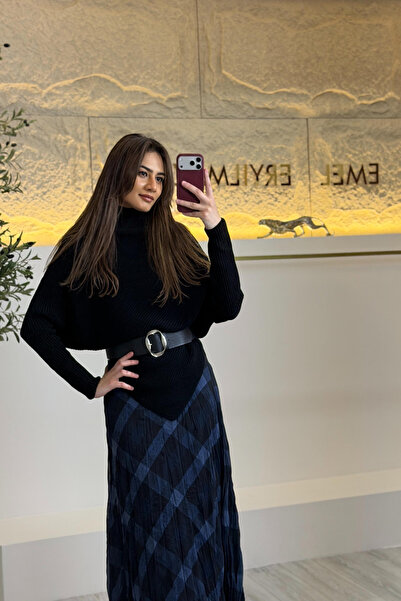 EMEL ERYILMAZ Baklava Dilimli Kazak Siyah/Acı Kahve