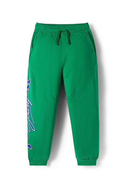 Pine kids Cotton Text Printed Lounge Pant - Green