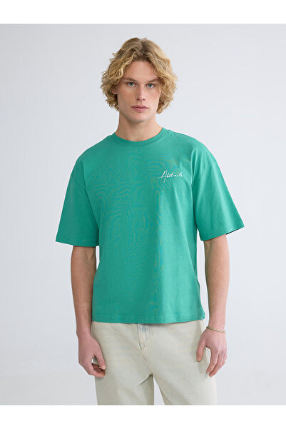 LC Waikiki Peak New Season Oversized Fit Crew Neck Embroidered Men's T-Shirt