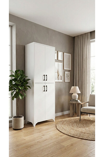 ARCOSTA 4 Kapaklı Çok Amaçlı Dolap Banyo Mutfak Kiler Dolabı Beyaz 186x62 cm