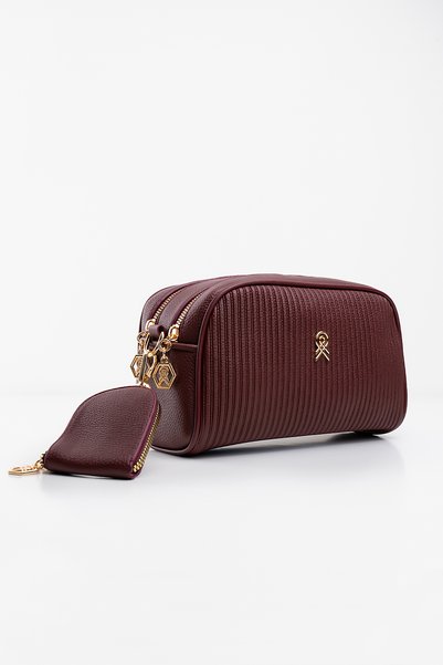 Les Crioch Women's Burgundy 2-Compartment Lined Wallet Crossbody and Shoulder Bag with Accessories