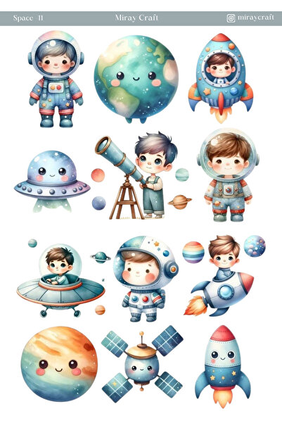 MirayDesign 1 Piece Space Themed Sticker (12X17 cm) for Bullet Journal, Scrap...
