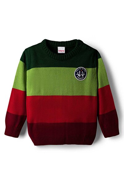 Babyhug Knit Full Sleeves Pullover Sweater with Color Block Design - Multicolor