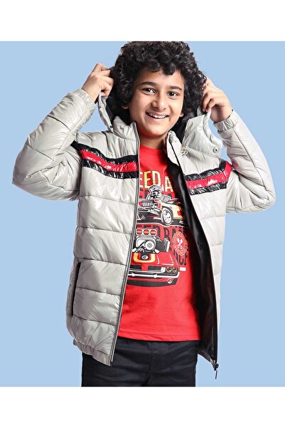 Pine kids Woven Full Sleeves Padded Winter Jacket with Detachable Hood & Pock...