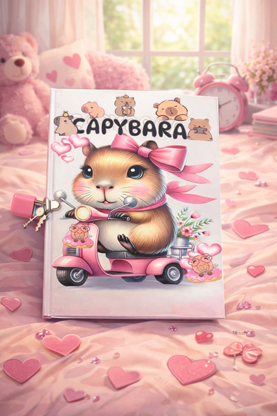 Angelphoto CAPYBARA Journal Kilitli Hatıra Defteri Anı Defteri Ajanda