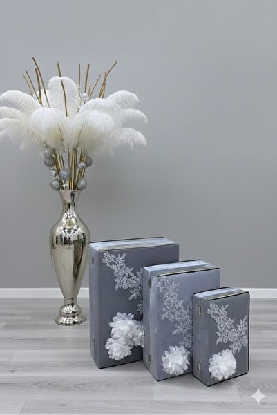 Duru Çeyiz Sandıkları Güllü Söz Nişan Bohça Gelin Düğün Çeyiz 3lü Set