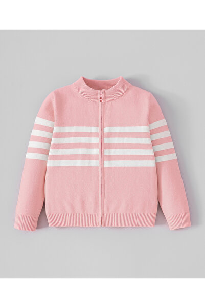 SAPS Striped Front Open Sweater - Navy