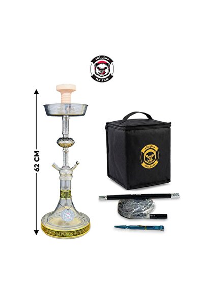 TOM أرجيلة Mr.Tom فاخرة باللون الاسود – طول 62 سم – ستانلس ستيل ملون – مع حقي...